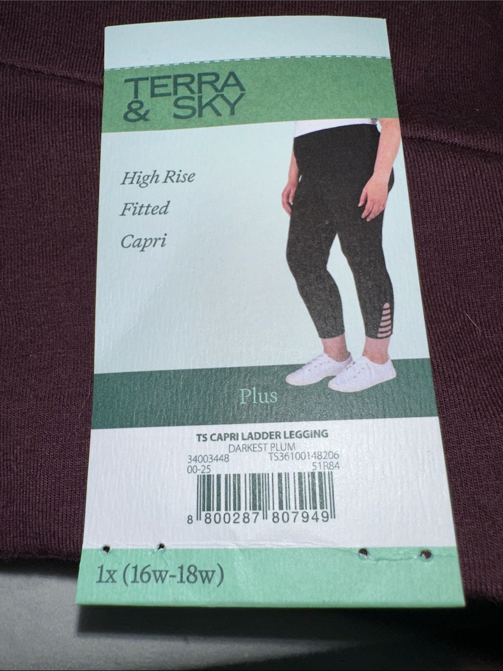 Terra & Sky Plus Capri Ladder Leggings - Darkest Plum